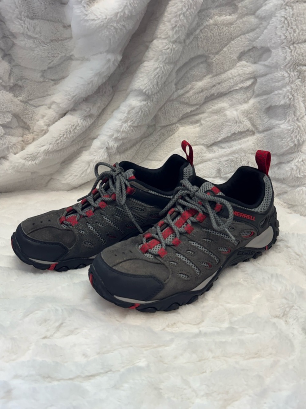 Merrell Hiking Sneakers Mens 7.5 Gray Red Crosslander Vent Low Top